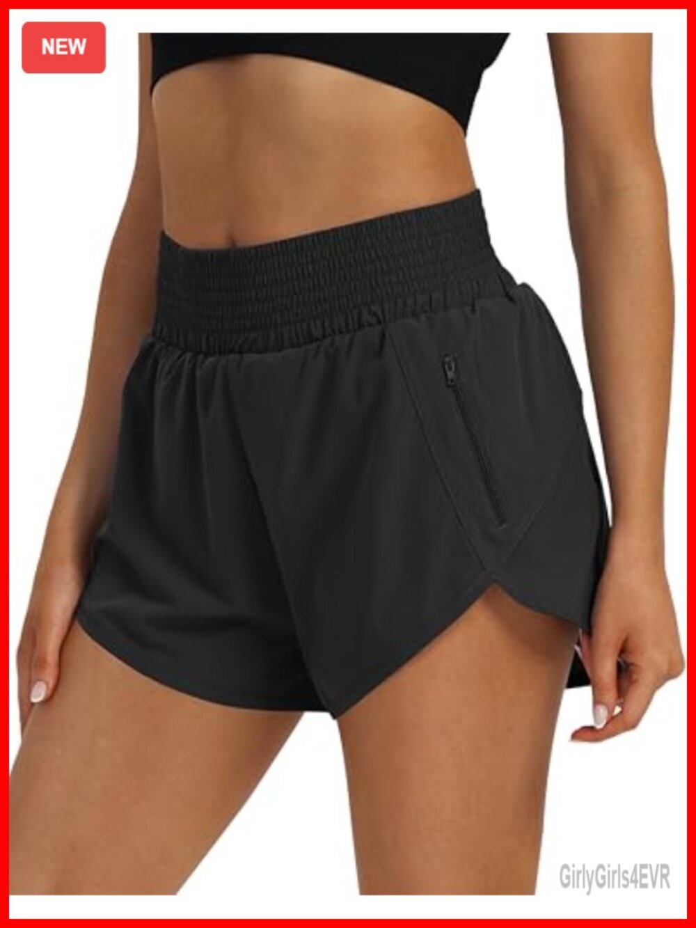 High Waist Athletic Shorts Quick Dry Workout Running Shorts with Zipper Pocket